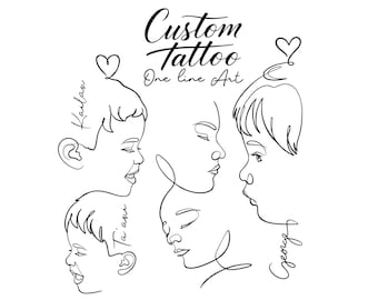 Silhouet babytatoeage met naam | Aangepast portret van foto | Cadeau voor babyverlies | Digitale kunst