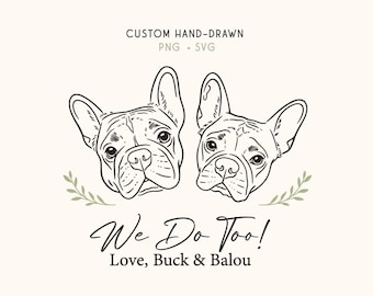 Custom Pet Face Portrait, Hand Drawn Dog Cat Line Art, Fine Line Sketch, Pet Outline Drawing, SVG Gift