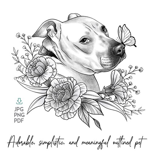 Dog Line Drawing Tattoo Commission Custom Dog Portrait Pet Etsy