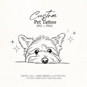 Mini Custom Pet Portrait  Minimalist Dog Tattoo, Cartoon Style Black and White Pet Ink, Minimalistic Pet Portrait Outline from Photos