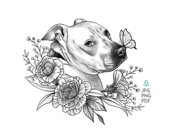 Custom Pet Tattoo Line Drawing, Dog Cat ANY Pet Tattoo DIGITAL ...