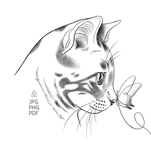 Custom Pet Tattoo Design, Pet Outline Drawing From Photo, Pet Line Art and Shadow Memorial Tattoo, Custom Dog Tattoo and Cat Tattoo Stencil