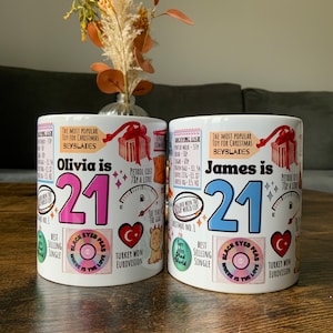 21st birthday gifts for her, 21st mug, handmade, personalised, presents for her