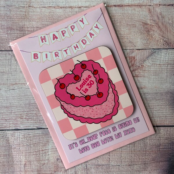 30th birthday gifts for her, personalised coaster, presents for her, 30th birthday card