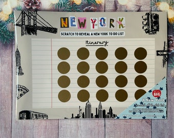 New York-scratch to reveal-scratch card-holiday reveal-holiday ticket-1st wedding anniversary gift-Christmas gifts for her-Christmas card