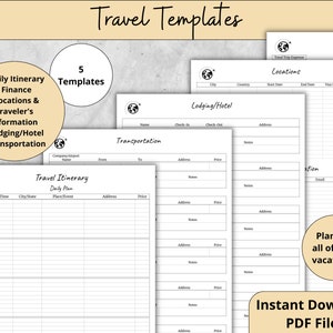 Travel Itinerary Template | Itinerary Bundle | Daily Planner | Printable Trip Itinerary | Travel On A Budget | Instant Download | Family Kid