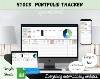 Stock Portfolio Investment Tracker, Financial Dashboard, Stock Personal Finance Template, Budget Spreadsheet, Stock Watchlist, Google Sheets