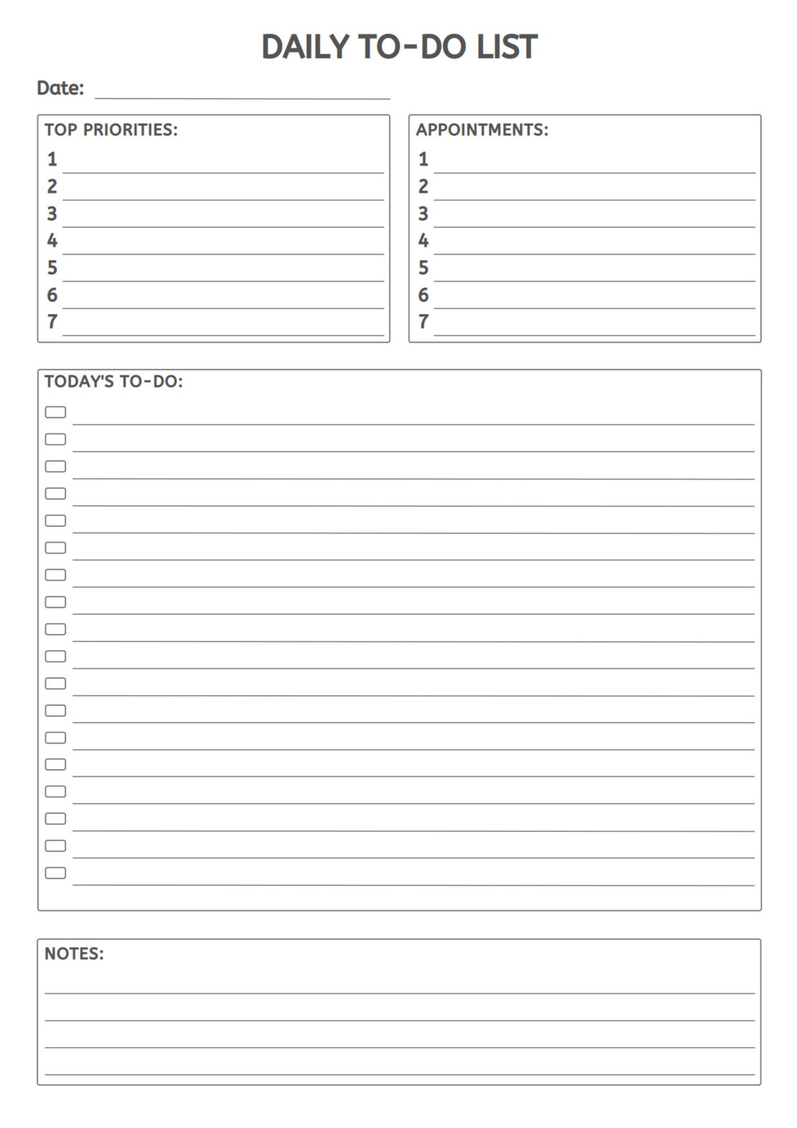 Daily to Do List Template Daily Task Printable PDF Instant Download A4