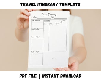 Plantilla de itinerario de viaje editable / Descarga instantánea PDF / Archivo imprimible / Planificador de vacaciones / Planificador de viajes imprimible / Itinerario de viaje