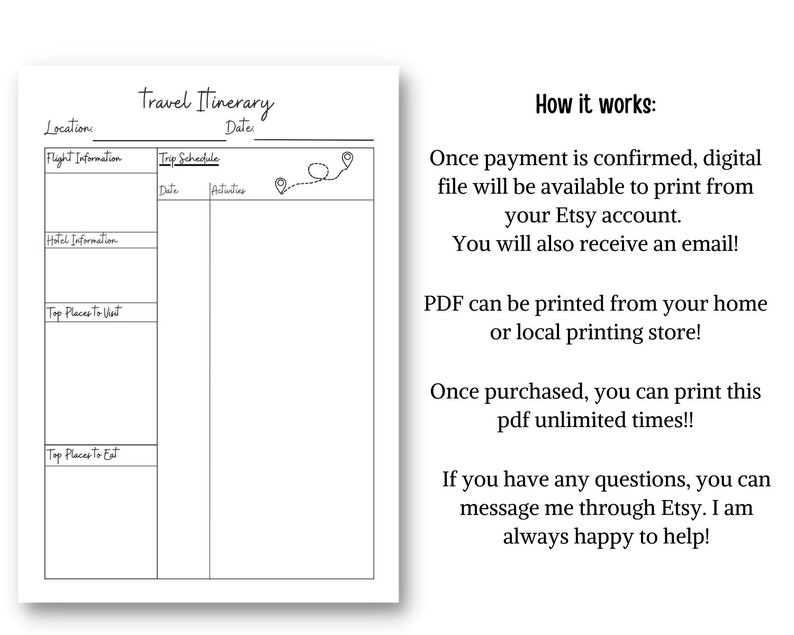 Minimalist Travel Itinerary Template | PDF Instant Download | Printable ...