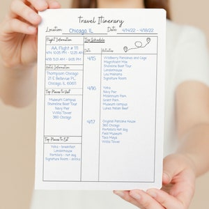 Minimalist Travel Itinerary Template | PDF Instant Download | Printable ...