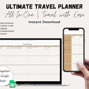 Ultimate Travel Itinerary Template Google Sheets | Travel Budget | Travel Journal | Trip Itinerary | Group Travel Spreadsheet | Organizer