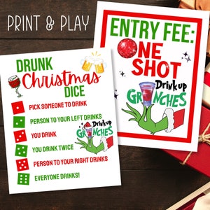 Drinking Games Grinch Christmas Party Bundle Drunk Dice Entry