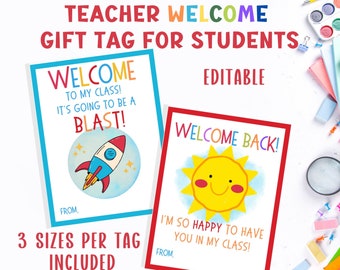 Welcome Back to School Gift from Teacher, Welcome to my Class, Meet the Teacher Gift Tags for Students, Classroom Favor Tag, Happy First Day