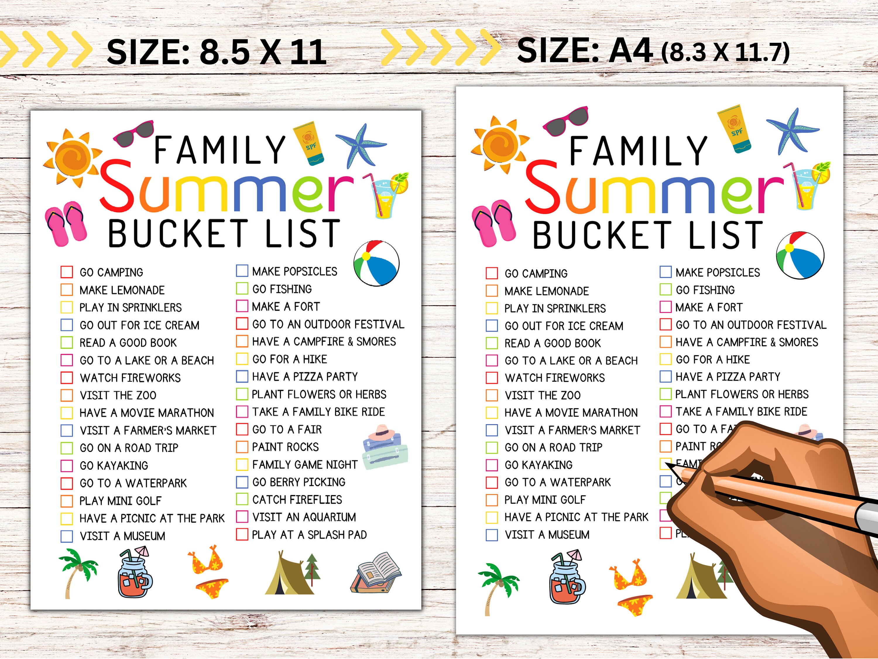 Printable Summer Bucket List, Editable Bucket List, Fillable Summer to ...