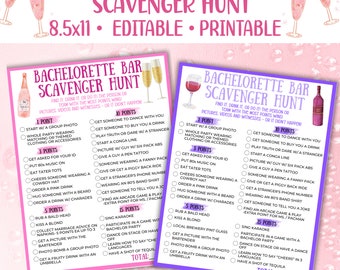Bachelorette Bar Crawl Scavenger Hunt, Editable Bachelorette Party Scavenger Hunt Template, Printable Bar Crawl, Adult Drinking Game