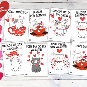 Tarjeta de San Valentín, Gatos para el dia de San Valentin, Bilingual Tarjeta, San ValentÍn en el Aula