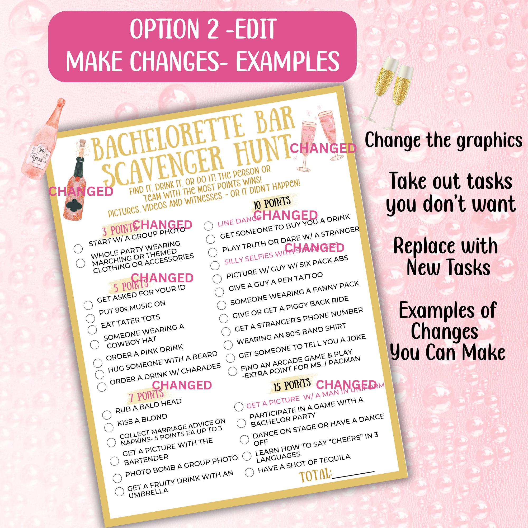 Bachelorette Bar Crawl Scavenger Hunt, Editable Bachelorette Party