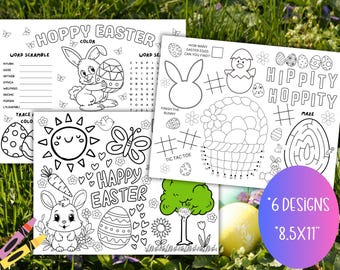 Tovagliette da colorare di Pasqua, Fogli da colorare di Pasqua stampabili per bambini, Attività primaverili per bambini, Tovaglietta di Buona Pasqua, Giochi di Pasqua
