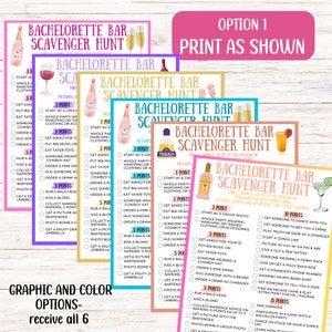 Bachelorette Bar Crawl Scavenger Hunt, Editable Bachelorette Party