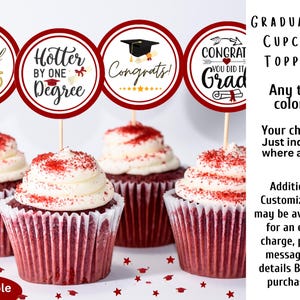 Graduation Cupcake Topper Class of 2025, Custom Grad Party Decorations, 2025 Graduate Dessert Toppers