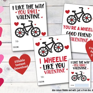 Cartes de Saint-Valentin pour enfants, Saint-Valentin à vélo, Carte de Saint-Valentin à imprimer pour l'école, Carte de Saint-Valentin pour la classe, Carte de Saint-Valentin à vélo