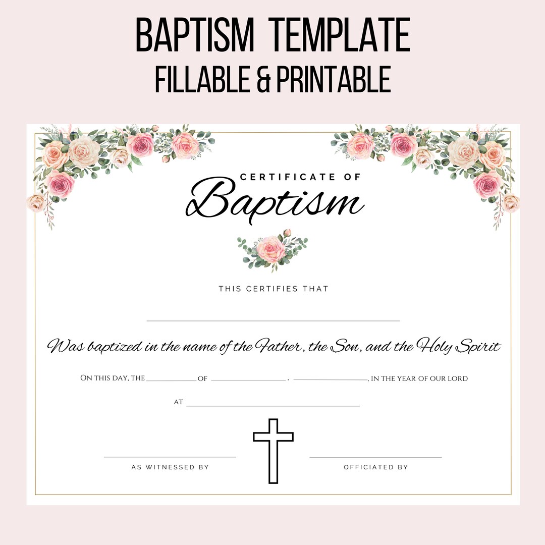 Printable Baptism Certificate, Fillable Holy Baptism Template, Catholic Sacrament - Etsy printable-baptism-certificate-fillable-holy-baptism-template-catholic-sacrament-etsy