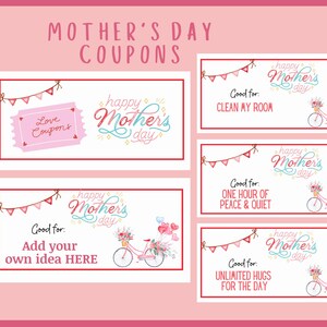 Coupons imprimables pour la fête des mères, livre de coupons pour maman, coupons imprimables pour la fête des mères, cadeau d&#39;anniversaire pour maman, coupon cadeau pour elle, cadeau d&#39;enfants