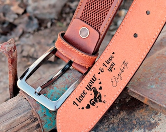 Personalisierter Leder Herrengürtel mit individueller Gravur, perfektes Geschenk für Geburtstag oder Jubiläum, Premium Qualität, 1-tägiger Verarbeitung
