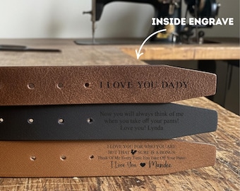 Handmade Custom Message Buffalo Leather Belt for Men – Genuine Leather Belt in Tan, Brown & Black | Personalized Gift for Him
