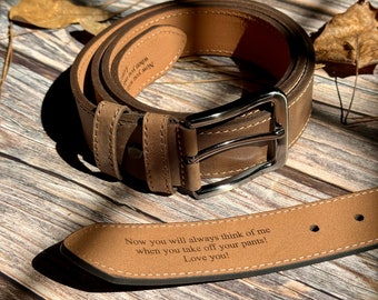 Personalized Handmade Leather Men Belt, Casual Black Men belt Personalized - Engraved Leather Belt,  Best Man Gift, Father&#39;s Day Gift
