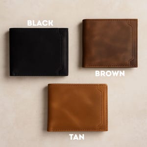 Custom Engraved Leather Wallet - Personalized Gift for Men, Dad, Husband, or Boyfriend - Classic Bifold Wallet with Custom Message
