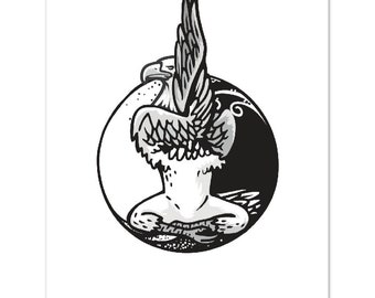 陰ヨガ動物ポスター | イーグルアームズポーズプリント | ヨガプリント | ヨガアート | ヨガスタジオ装飾 | ヨガ愛好家へのギフト | 瞑想アート | 11x14