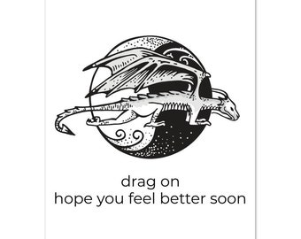 ヨガ動物の早く良くなりますようにカード 10 枚 | 気分が良くなりますようにカード | 早く回復しますように | 病気 | しゃれカード | ドラゴンのポーズ | 陰陽