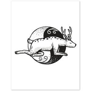 Yin Yoga Animal Poster | Deer Pose Print | Yoga Print | Yoga Art | Yoga Studio Decor | Gift for Yoga Lover | Meditation Art | 11x14