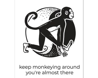 ヨガ動物励ましカード 10 枚 | モチベーションを上げる名言カード | あなたのことを考えているカード | ハーフモンキーポーズ | 陰陽