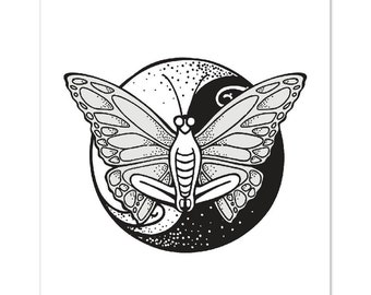 陰ヨガ動物ポスター | バタフライポーズプリント | ヨガプリント | ヨガアート | ヨガスタジオの装飾 | ヨガ愛好家へのギフト | 瞑想アート | 8x10