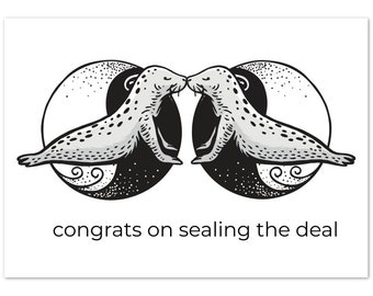 ヨガ動物ウェディング カード 10 枚 | ウェディング シャワー カード | ブライダル シャワー カード | ハッピー ウェディング | アザラシのポーズ | 陰陽