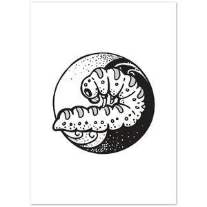 Yin Yoga Tier Poster | Raupe Pose Print | Yoga Print | Yoga Kunst | Yoga Studio Dekor | Geschenk für Yoga Liebhaber | Meditation Kunst | 5x7