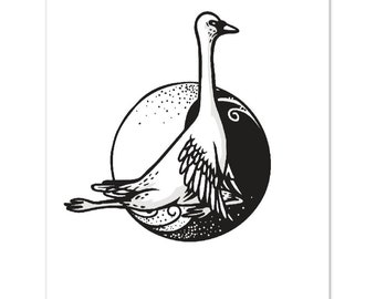 陰ヨガ動物ポスター | 白鳥のポーズプリント | ヨガプリント | ヨガアート | ヨガスタジオの装飾 | ヨガ愛好家へのギフト | 瞑想アート | 11x14