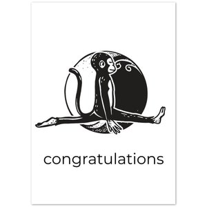 10 Yoga Animal Congratulations Cards | Cards for Graduation | Cards for New Job | Monkey Pose | Yin Yang