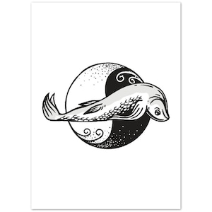 Yin Yoga Animal Poster | Fish Pose Print | Yoga Print | Yoga Art | Yoga Studio Decor | Gift for Yoga Lover | Meditation Art | 5x7