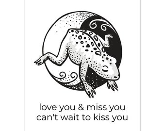 ヨガ動物の恋しいカード 10 枚 | 愛してるカード | あなたにキスしたくて待ちきれない | あなたのことを考えています | カエルのポーズ | 陰陽