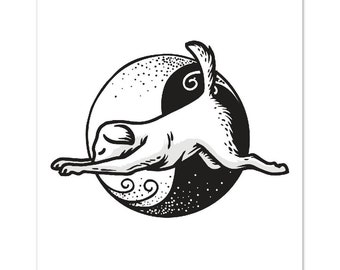 陰ヨガ動物ポスター | 子犬のポーズプリント | ヨガプリント | ヨガアート | ヨガスタジオの装飾 | ヨガ愛好家へのギフト | 瞑想アート | 8x10