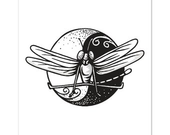 陰ヨガ動物ポスター | トンボのポーズプリント | ヨガプリント | ヨガアート | ヨガスタジオの装飾 | ヨガ愛好家へのギフト | 瞑想アート | 8x10