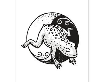 陰ヨガ動物ポスター | カエルのポーズプリント | ヨガプリント | ヨガアート | ヨガスタジオの装飾 | ヨガ愛好家へのギフト | 瞑想アート | 5x7