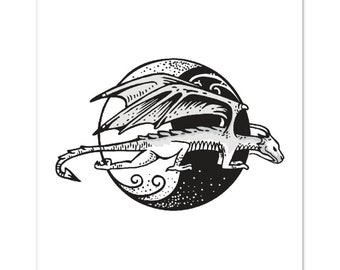 陰ヨガ動物ポスター | ドラゴンポーズプリント | ヨガプリント | ヨガアート | ヨガスタジオの装飾 | ヨガ愛好家へのギフト | 瞑想アート | 8x10