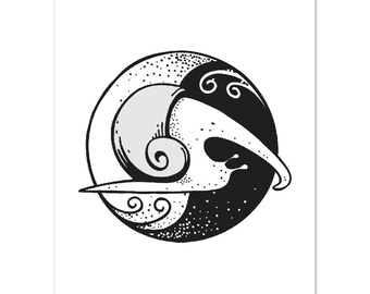 陰ヨガ動物ポスター | カタツムリのポーズプリント | ヨガプリント | ヨガアート | ヨガスタジオの装飾 | ヨガ愛好家へのギフト | 瞑想アート | 5x7