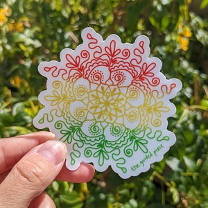 Clear mandala sticker / reggae sticker / Rasta colors sticker