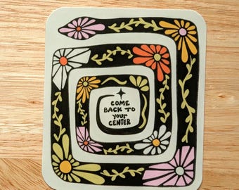 Floral snake sticker, spiritual saying vinyl sticker, 4" glossy laptop decal